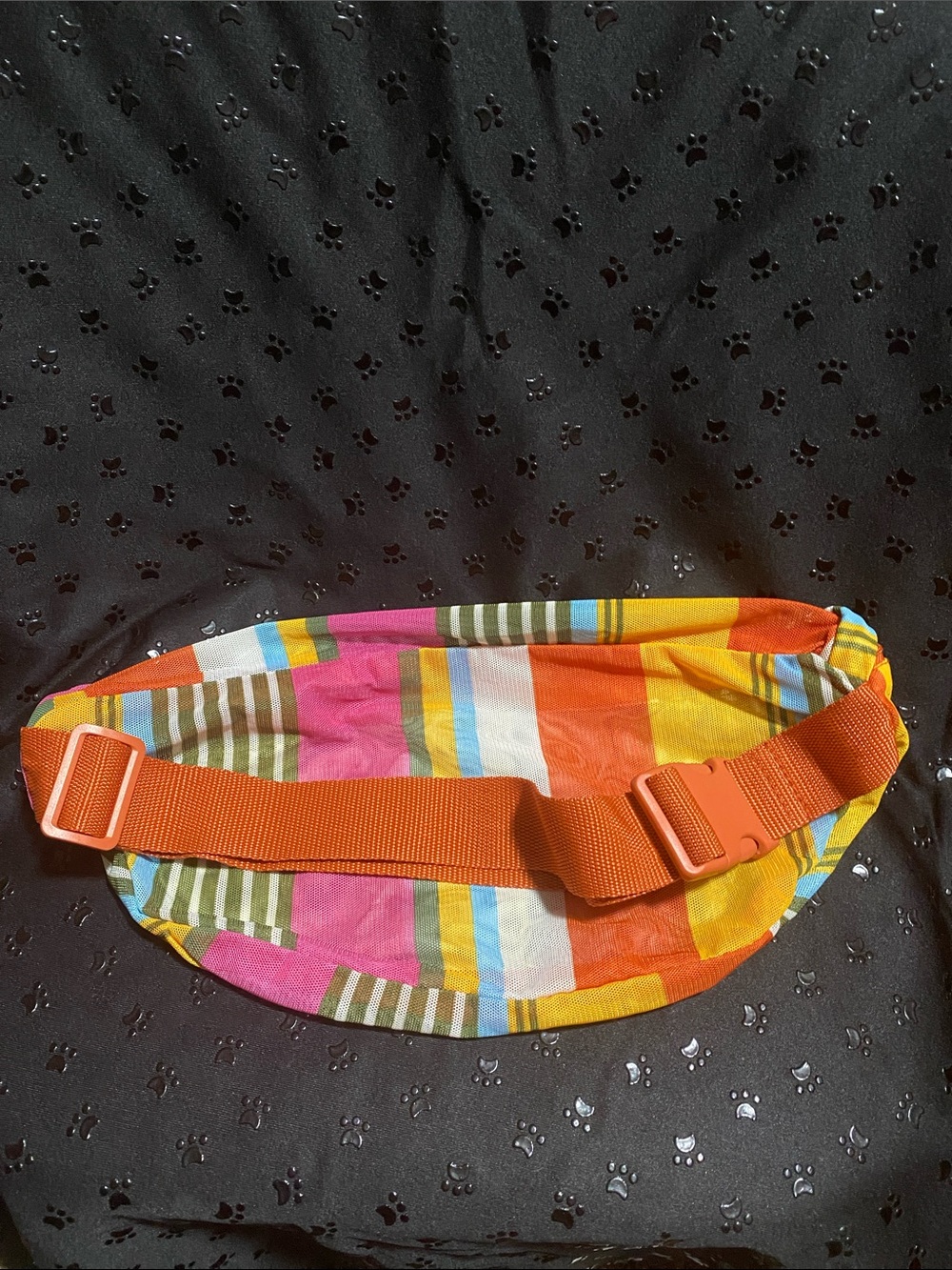 Shade & Shore Mesh Fanny Pack OS Multicolor Striped Festival Summer Retro Bag